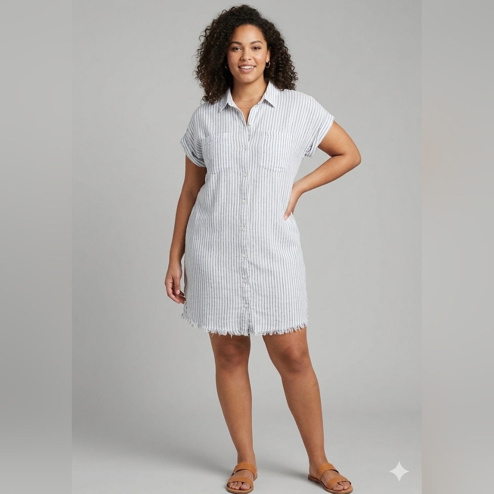 Thread Supply Striped Button-Down Dress Size Small - image 1